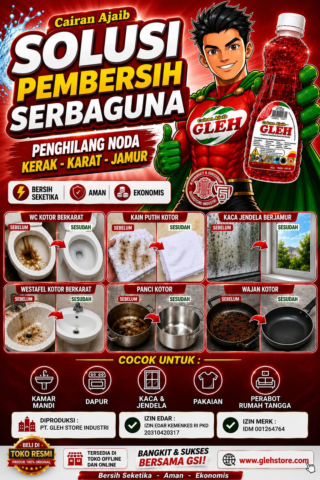Gleh Si Raja Pembersih, Harga Murah Hasil Nyata, “Kerak Hilang Uang Pun Datang
