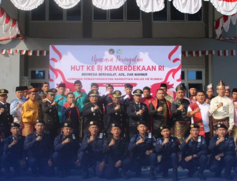 KOBARKAN SEMANGAT KEMERDEKAAN.LAPAS NARKOTIKA RUMBAI LAKSANAKAN UPACARA BENDERA PERINGATAN HUT KE-81 KEMERDEKAAN