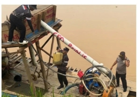 Polsek Cerenti Patroli PETI di Sungai Batang Kuantan, Satu Rakit Dimusnahkan